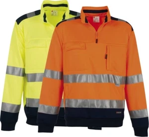 FELPA ALTA VISIBILITA' DA LAVORO PAYPER VISION MAGLIA MEZZA ZIP BANDE 3M - Picture 1 of 3