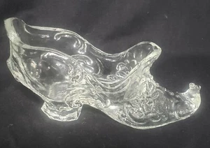 Mosser Glass Co, ( Crystal ) Glass Rose Slippers, 5 3/4 x 3", Made in USA - Picture 1 of 5