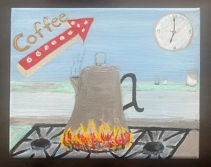 Arte de pared de lienzo de café arte de café pintado decoración de cocina arte de pared comedor - Imagen 1 de 7