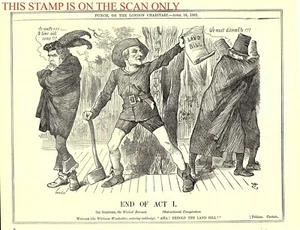 1881 Punch John Tenneil Gladstone, Land Bill Cartoon Print: 'End of Act I' /87 - Bild 1 von 1