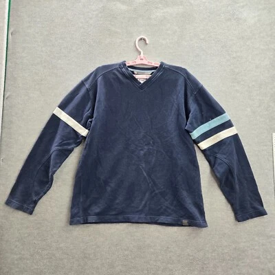 DE COLECCIÓN Nike Hombres Sudadera Grande Azul Rayas Cuello en V Manga Larga Pullover LEER Foto 1 de 4