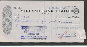SCHECK - CH177 - GEBRAUCHT - 60er Jahre - MIDLAND BANK, BATLEY - Bild 1 von 1