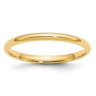 14K Yellow Gold 2mm Lightweight Comfort Fit Band Ring for Womens Size 9.5