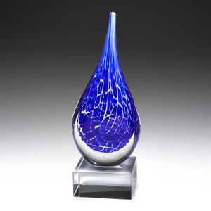ART GLASS STORM TROPHY AWARD CORPORATE FREE ENGRAVING PERSONALISED 245MM - Picture 1 of 1