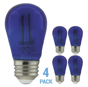 4 Pack Satco S8023 LED Filament Bulb 120V 1W 11W S14 Medium E26 Transparent Blue - Picture 1 of 7