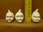 C-0838 Lot of (3)  Halloween Pumpkin Head Faces 2.25"T Ceramic Bisque U Paint