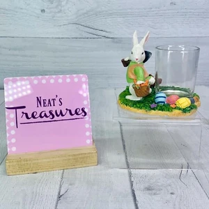 Yankee Candle WHITE BUNNY Digging It Easter Rabbit Eggs Tealight Votive Holder  - Picture 1 of 7