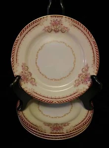 (4) NORITAKE ROYAL RUBY 6-3/8" BREAD & BUTTER PLATES~GOLD TRIM~AKA CONWAY~EUC - Picture 1 of 3
