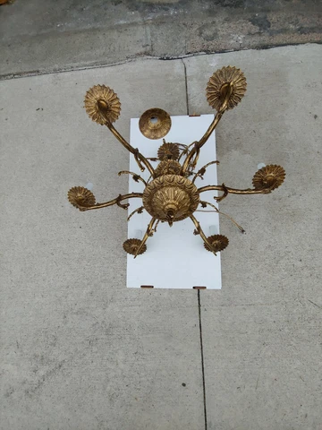 Antique Spanish Hexagonal Brass Chandelier Cover
