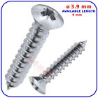 SELF TAPPING WOOD SCREWS RAISED HEAD POZI COUNTERSUNK 3.9mm /No.7 ZINC PLATED