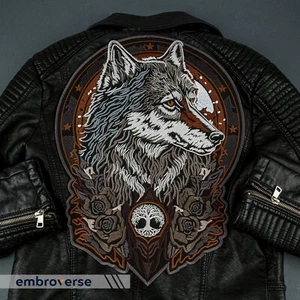 Totem Wolf Lebensbaum großer Rückenaufnäher - keltisches Emblem, gestickt Bügelbild - Bild 1 von 24