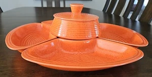 Relish Chip & Dip Servierschale. California Pottery Keramik Sommersprossen Orange. Vintage - Bild 1 von 22