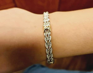 Peru Gold Vermeil geflochten 14 kt Akzent Armband - Bild 1 von 7