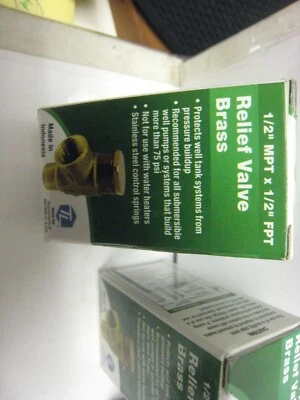 2 Water Source RV50-NL RV50NL  1/2-Inch Pressure Relief Valve No Lead 75 PSI - Image 1 of 4