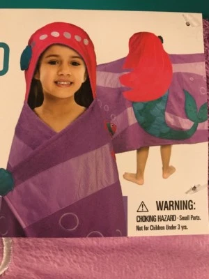 Toalla con Capucha Sirena Niños Playa Piscina Baño 26X45 Rosa Pelo Sirena Toalla Verano Foto 1 de 4