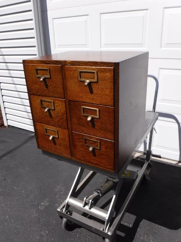 Antique "GLOBE" Qsawn Oak 6 Dr. Card Cat. FREE Del. to 250 mi. of Van Buren,OH Cover