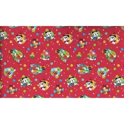 Hallmark Wrapping Paper Christmas Disney Mickey Mouse and Friends Red 25 sq ft - Image 1 of 4