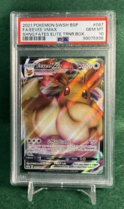 2021 Pokemon SWSH BSP FA/EEVEE VMAX SHNG Fates Elite Trainer Box #087 PSA 10 - Picture 1 of 5