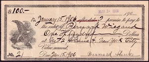 Antique Promissory Note, $100, 1904-1906 New York-Lot 510 - Picture 1 of 1