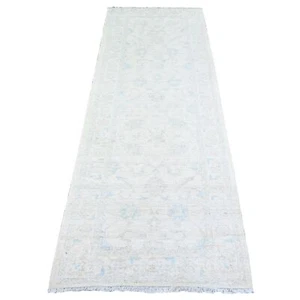 2 Fuß 9 Zoll x 7 Fuß 8 Zoll Rose Weiß Handgeknüpft Waschung Peshawar Wolle Läufer Teppich R74369 - Bild 1 von 6