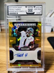 2022 Prizm Draft Travell Harris Rookie Auto GMG Graded 10 Gem Mint Cracked Ice - Picture 1 of 1