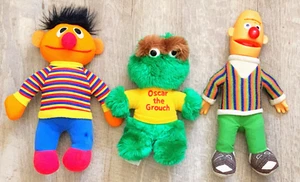 Vtg 1983 1984 Sesame Street Oscar Grouch Bert Ernie Doll Plush TLC Clean Restore - Picture 1 of 18