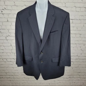 Cappotto sportivo blazer gessato Chaps Ralph Lauren blu scuro 100% lana taglia 48L - Foto 1 di 16