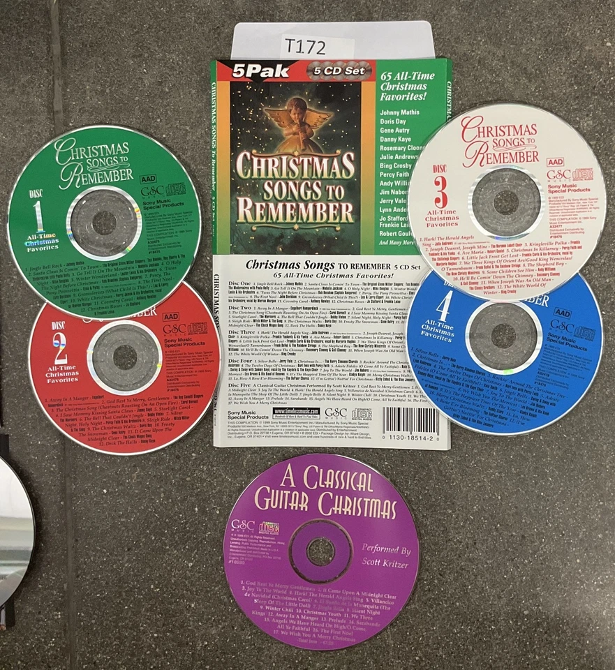 Christmas Songs to Remember by Various Artists (5-CD set, 2002) No Case #T172 Foto 1 de 1