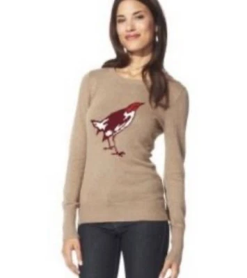 Adorable Suéter Cottagecore Pájaro Talla XXL Tostado y Rojo Manga Larga Pullover Foto 1 de 4
