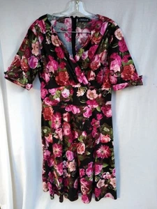 Mint Limit Dress Womens XXL Floral Fit Flare Retro Womens Casual Dress Black Red - Picture 1 of 10