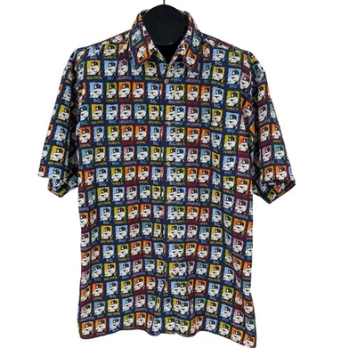 Camisa vintage con botones Big Dogs talla L ilustraciones novedad estampado peculiar ropa de calle Foto 1 de 4