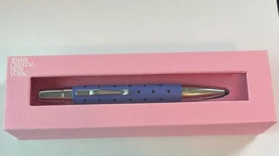 Bolígrafo Jimmy Crystal New York esmalte púrpura con joyas Swarovski azules tinta negra Foto 1 de 4