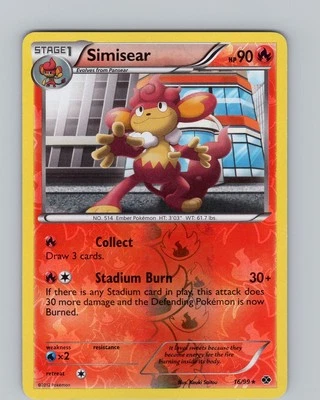 Pokemon TCG Simisear B&W Next Destinies 16/99 Reverse Holo Rare Card LP-NM - Image 1 of 2