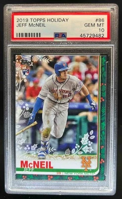 2019 Topps Holiday Jeff McNeil RC Rookie #HW86 Mets PSA 10 - Image 1 of 2