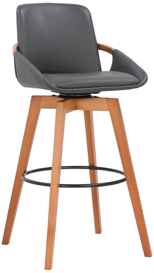Baylor 30 1/2" Gray Faux Leather Walnut Wood Bar Stool - Image 1 of 1