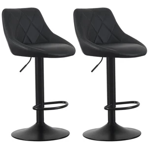 Set of 2 Height Adjustable Swivel Bar Stools w/Faux Leather Seat - Stanley - Picture 1 of 45