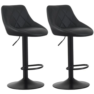 Set of 2 Height Adjustable Swivel Bar Stools w/Faux Leather Seat - Stanley - Image 1 of 4