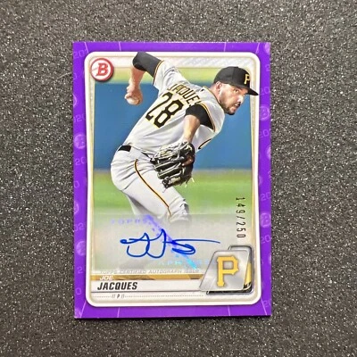 2020 Bowman JOE JAQUES #PA-JJ Rookie AUTO 149/250 - PURPLE - PIRATES  - Image 1 of 4