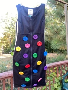 Size 34 Adidas Originals Jeremy Scott Rainbow Muilti color Buttons Mini Dress - Picture 1 of 6
