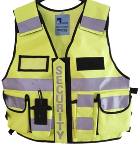 Security Vest 3M Hi Vis Tape with Multi Pockets Yellow - Picture 1 of 8