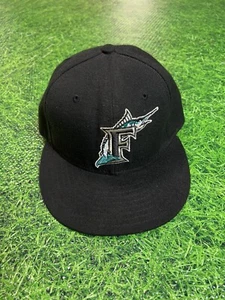 Florida Marlins New Era Black Fitted Hat Size 7 On Field - Picture 1 of 6