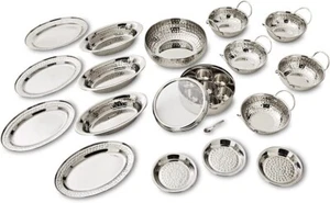 Set ciotole al curry indiano piatti per servire Balti piatti in acciaio inox spezie piatti di latta 17 pezzi - Foto 1 di 22