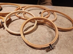 Lot of 14 - Embroidery Hoops Wooden & Metal, 3" -9.5" Tension Screws, Oval 12" - Picture 1 of 3