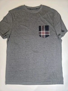 Ted Baker T-shirt Mens XL Grey Plaid Pocket Accent Comfort Casual Loungewear Tee - Picture 1 of 8