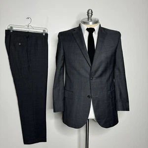 Traje David Donahue 42L 34W Hombre Gris Cuadros Lana - Imagen 1 de 15