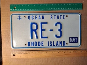 License Plate, Rhode Island, 1997, RE - 3, 3 digit vanity: Regarding 3 (digits) - Picture 1 of 2
