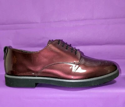 AGL Womens Parker Oxford Size 37.5 Burgundy Patent Brogue Lace Up Dress Shoe - Image 1 of 4