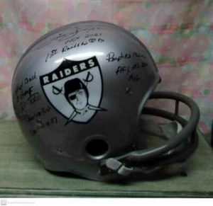 TOM FLORES SIGNED T/B OAKLAND RAIDERS "RK" STAT HELMET RARE! HOF21 RARE! - Picture 1 of 5