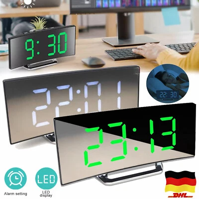 LED LCD Digital Alarm Wecker Tischuhr Beleuchtet mit Temperaturanzeige Kalender - Bild 1 von 4