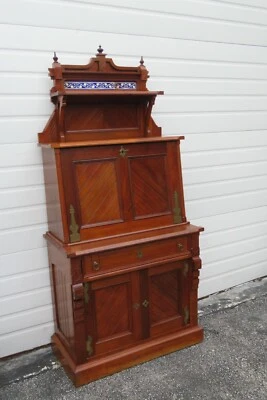1880s Eastlake Solid Walnut 3 Part Tall Secretary Desk 2801 - Image 1 of 4